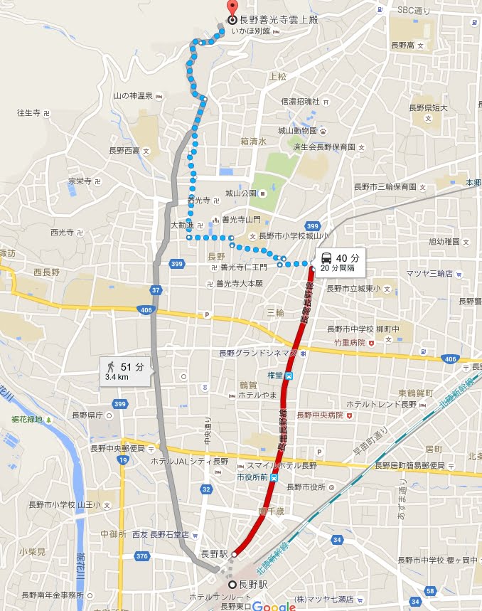 長野駅から善光寺・雲上殿へのアクセス・行き方「電車」