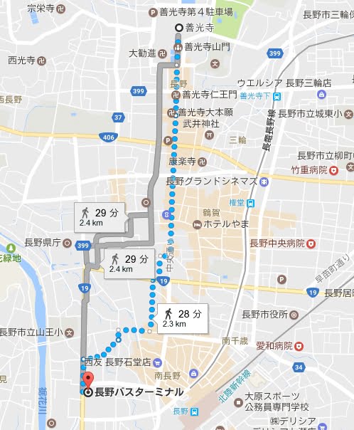 長野バスターミナル会館駐車場の場所・地図